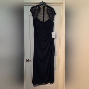 X by Xscape Navy Evening Long Gown Dress